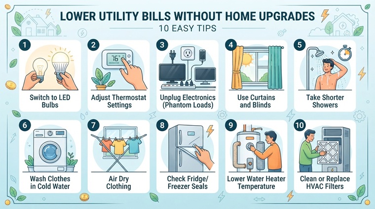 Lower Utility Bills Without Home Upgrades: 10 Easy Tips